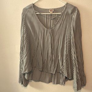 Grey and white striped blouse